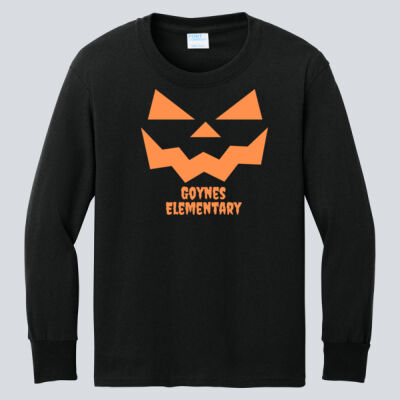 Youth Long Sleeve Shirt - Fall Holidays - Jack O' Lantern - Orange Thumbnail