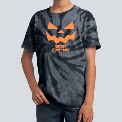 Youth Tie-Dye T-Shirt - Fall Holidays - Jack O' Lantern - Orange Thumbnail