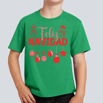 Youth T-Shirt - Winter Holidays - Feliz Festive - Red Thumbnail