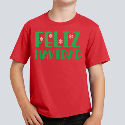 Youth T-Shirt - Winter Holidays - Feliz Navidad - Green Thumbnail