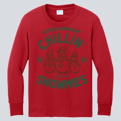 Youth Long Sleeve Shirt - Winter Holidays - Chillin' - Green Thumbnail