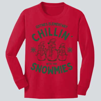 Youth Long Sleeve Shirt - Winter Holidays - Chillin' - Green Thumbnail