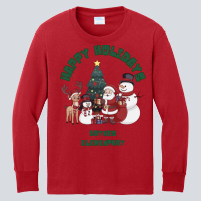 Youth Long Sleeve Shirt - Winter Holidays - Happy Holidays - Green Thumbnail