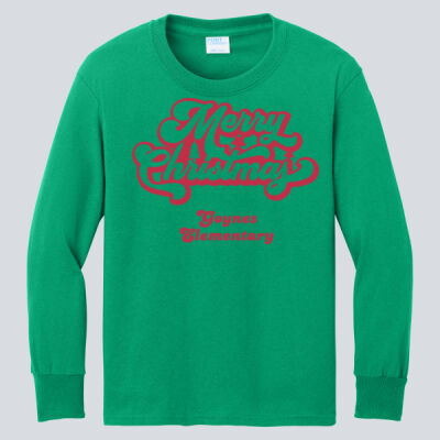 Youth Long Sleeve Shirt - Winter Holidays - Merry Christmas - Red Thumbnail