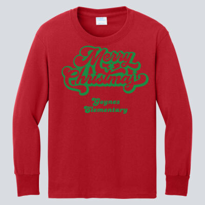 Youth Long Sleeve Shirt - Winter Holidays - Merry Christmas - Green Thumbnail