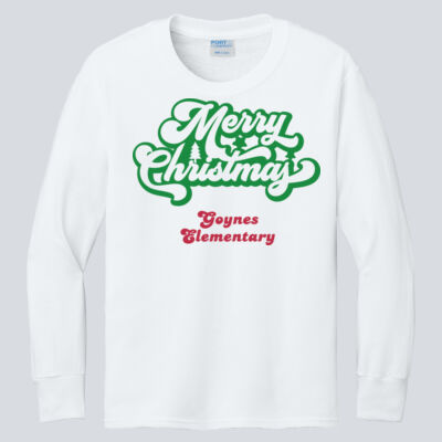 Youth Long Sleeve Shirt - Winter Holidays - Merry Christmas - Green & Red Thumbnail