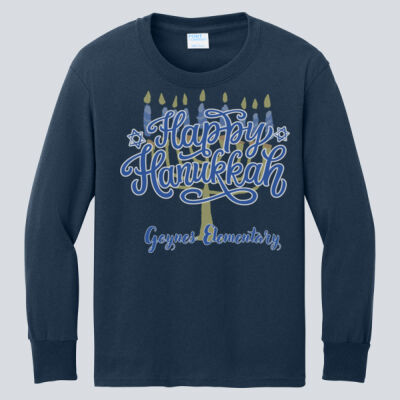 Youth Long Sleeve Shirt - Winter Holidays - Happy Hanukkah Thumbnail